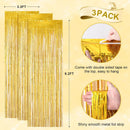 Voircoloria Laser Gold Foil Fringe Backdrop Curtains, 3.3x8.2ft, 3 Pack | 06 Laser Gold — 4