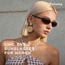 DANAMY Sunglasses Womens Retro Oval Sunglasses for Women Men Fashion Small Oval Sun Glasses 90s Vintage Driving Shades | A1 Black+leopard Frame-brown Lens — 7