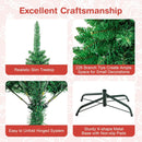 Goplus 4.5ft Prelit Pencil Christmas Tree, Premium Hinged Fir Tree, with Warm White LED Lights and Solid Metal Stand, Easy Assemble, Ideal Artificial Xmas Tree for Home and Office — 4