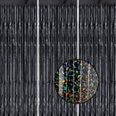 DECOCKRAT 3 Pack Foil Fringe Backdrop - Laser Black Shiny Tinsel Curtains for Party Decoration/Photo Booth Props - 3.3x8.2 FT Metallic Foil Backdrop for Birthday, Wedding, Graduation, Christmas. — 1