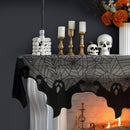 AerWo Halloween Decorations Indoor Fireplace Mantel Scarf, Black Lace Ghost Spiderweb Fireplace Cover for Halloween Mantle Decor Festive Party Supplies, 21x79 inches | Black3 — 6