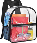 Paxiland Clear Backpack Stadium Approved, 12x10.5x6 Inches Clear School Bag | Black-standard — 1