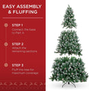 Best Choice Products 6ft Pre-Decorated Holiday Christmas Tree for Home, Office, Party Decoration w/ 1,000 PVC Branch Tips, Partially Flocked Design, Pine Cones, Metal Hinges & Base — 4