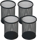 Pen Holder Mesh Pencil Holder Metal Pen Holder Cup Pencil Cup Holder for Desk Office Pen Organizer Black, 4 Pack — 1