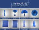 Teal Silver White Navy-Blue Party-Decorations - 30pcs Tissue Paper Flowers Pom Poms Tassel Garland Pennant Banner Flag Streamers Birthday Decorations Boy Men Christmas Baby Shower Winter Hanging Decor | Navy Blue White Silver Teal — 4