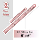 Mr. Pen- Metal Straight Edge Ruler, 2 Pack, 6" and 12", Rose Gold | 6, 12 inch — 2