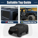 X AUTOHAUX Car Cover for Jeep Wrangler JK JL YJ TJ 4 Door 2007-2021 Outdoor Waterproof Sun Rain Dust Wind Snow Protection w/Driver Door Zipper Black — 6