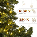 YITAHOME Pre-Lit Green Artificial Hinged Christmas Tree with Remote Control, 6ft Prelighted Spruce Xmas Tree for Home, Office, Party Decoration with 1000 Branch Tips and 250 Lights, Green — 2