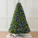6 FT Pre-lit Christmas Tree Spruce with Remote Control, 300 Warm White Multi-Color Changing LED Lights, Artificial Hinged/Feel Real/Realistic for Home, Holiday Decoration Dual Color LED — 6