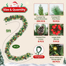 Christmas Garland with Lights 9 FT Artificial Christmas Garland 250 Pieces of Green Rattan Christmas Garland Holiday Artificial Decor for Stairs Wall Door Indoor Outdoor Garland — 2