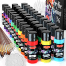 55PCS Acrylic Paint Set of 36 Colors 2fl oz 60ml Bottles 12 Brushes,Non Toxic 36 Colors Acrylic Paint No Fading Rich Pigment for Kids Adults Artists Canvas Crafts Wood Painting | 36 Colors Acrylic Paint 2 fl oz/60 ml — 1