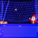 QITONG Net Lights Outdoor Mesh Lights, 12ft x 5ft 360 LED Blue Christmas Light with 8 Modes, Connectable Clear Wire Bush Light Plug in — 6
