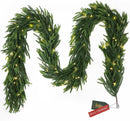 N&T NIETING 9FT Christmas Norfolk Pine Pre-Lit Garland with 70 LED Lights Real Touch Prelit Garland Christmas Greenery Garlands for Table Mantle Fireplace Stairs Indoor Outdoor Xmas Decorations — 8