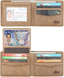 HIMI Wallet for Men-Genuine Leather RFID Blocking Bifold Stylish Wallet With 2 ID Window - Khaki - Vintage Style — 1