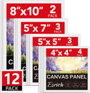 ESRICH Canvas Boards for Painting 12 Pack Art Supplies Paint Canvas 4x4, 5x5, 5x7, 8x10 Blank Large Canvases for Painting-Cotton Primed Canvas Panels for Acrylic, Oil, Gouache & Tempera. | 12 pack（4x4 5x5 5x7 8x10) — 1