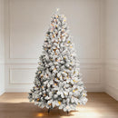 Maylaviu 6ft Pre-lit Christmas Tree, Flocked Christmas Tree with 350 UL Lights & Pine Cones & 888 Tips, Snow Frosted Artificial Christmas Tree Prelit, Auto Hinged Spruce Xmas Tree for Holiday Decor — 8