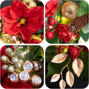 24 Inch Magnolia Christmas Wreath for Front Door, Christmas Wreath with LED Lights, Red Flowers, Red Berries, Pinecones Christmas Decorations，Winter Door Wreath for Wall Window Indoor or Outdoor — 4