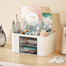 Marbrasse Pen Organizer with 2 Drawer, Multi-Functional Pencil Holder for Desk, Desk Organizers and Accessories with 5 Compartments + Drawer for Office Art Supplies (White) — 3