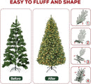Hykolity 7.5 ft Prelit Christmas Tree with 1,450 Branch Tips, 450 Warm White Led Lights, Hinged Design and Sturdy Metal Stand — 7