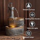 Zamildon's 2-Tier Cascading Water Fountain Indoor Outdoor, 20.5 Inch Height 3…