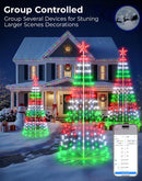 8FT Outdoor Christmas Tree Decorations Smart App Control, DIY Patterns Prelit Multicolor Outdoor Christmas Tree Light Show, Waterproof Magical String Lights with Remote Music Timer for Yard — 4