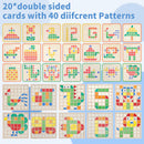 Montessori Tangram Educational, Geometric Shapes Puzzle Toys with 120Pcs Wooden Puzzle Blocks and 20Pcs Cards, Colorful Pattern Montessori Children's Educational Gifts for Kids Ages 3 and Up — 4