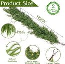2Pcs 6 Ft Artificial Norfolk Pine Garland with 50 LED Lights,Winter Pine Christmas Garland with Lights,Real Touch Faux Greenery Garland for Mantle Fireplace,Table,Window,Outdoor Christmas Decorations — 2