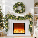 N&T NIETING 9FT Christmas Prelit Norfolk Pine Garland with Light Christmas Flowers Balls Berries Pine Cones Real Touch Pine Christmas Garland for Tables Mantle Fireplaces Stairs Xmas Decorations — 2