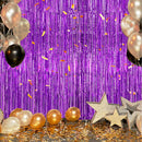 DECOCKRAT 3 Pack Foil Fringe Backdrop - Purple Shiny Tinsel Curtains for Party Decoration/Photo Booth Props - 3.3x8.2 FT Metallic Foil Backdrop for Birthday, Wedding, Graduation, Christmas. — 6