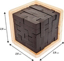 Original 3D Wooden Brain Teaser Puzzle - 3D Puzzle for Kids 6+ & Adults, Desk Toy Delight, Challenging Game & Wooden Puzzle for Adult Brain Boost (Brown) — 4