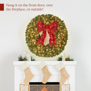 Best Choice Products 60in Large Artificial Pre-Lit Fir Christmas Wreath Holiday Accent Decoration for Door, Mantel w/Red Lighted Bow, 375 LED Lights, 930 PVC Tips, Power Plug-in — 4