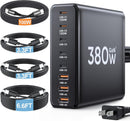 380W USB C Charger Block with 4 USB Cables Dual 100W Charging Station photo 1