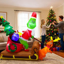 6.5FT Christmas Inflatable Outdoor Decoration, Christmas Blow Up Yard Decorations, Green Monster with Sleigh Dog and 7 LED Lights, Light Up Yard Lawn Inflatable Decor — 5