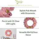 Nearly Natural 24 in Pink Artificial Christmas Wreath with 35 LED Lights — 4
