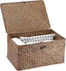 Hipiwe Wicker Shelf Baskets Bin with Lid Large Handwoven Basket Box, Coffee — 1