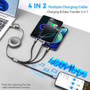 4 in 2 Multi Charging Cable 4A,Retractable USBA/C Universal Charger Cords 2