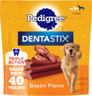 Brand Pedigree Dentastix Large Breed Dental Dog Treats, Bacon Flavor, 40 Count