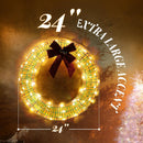Karl home 24 in Pre-Lit Outdoor Christmas Wreath, 84 LED Lights, White/Red — 3