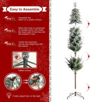 Glitzhome 7.5ft Prelit Christmas Tree, Artificial Christmas Tree with 350 Warm White Lights, Flocked Pencil Christmas Trees Chicago Frostwood Spruce with 1,211 PE&PVC Branch Tips,Sturdy Metal Stand — 6