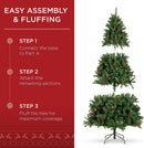 Best Choice Products 6ft Pre-Lit Pre-Decorated Artificial Christmas Tree Spruce w/Twinkling LEDs Pinecones, Berries, 250 Lights, w/ 798 Tips — 4