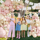 CROSSFINGERS Light Pink Balloon Garland Arch Kit,145pcs Mexicanos Pink Sand White Beige Balloons Arch Different Sizes for Mexican Fiesta Birthday Baby Shower Bridal Weddings Party Decorations — 4