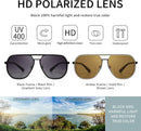SUNGAIT Polygon Aviator Sunglasses for Men Polarized Trendy Square Sun Glasses Retro Pilot Shades UV Protection | Black/Gray & Amber/Brown — 2