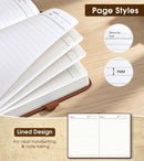Lined Journal Notebook, A5 Hardcover Leather Journals for Writing, 160 Numbered Pages, 5.7'' x 8.3'' Journaling Notebooks for Men Women, Thick Paper College Ruled Journal for Work Office School, Brown — 4