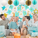 meowtastic Birthday Decorations Happy Birthday Banner with Honeycomb Balls | Mint | Star — 3
