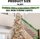 Nerosun 14.8 FT Artificial Christmas Garland, 50 Pre-Lit LED Mini String Lights Battery Operated Xmas Garland for Home Stair Railing Indoor Wedding Party Christmas Ornament Decorations (Multi-Colored) — 2