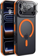 for iPhone 17 Pro Max Case, Magnetic & Shockproof, Orange Bumper — 1