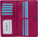 Bveyzi Ultra Slim Thin Leather RFID Blocking Credit Card Holder Bifold Clutch Wallets for Women - Hot Pink - Leather — 1