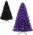 6ft Black Christmas Tree, Pre-Lit with 300 Purple LED Lights — 1