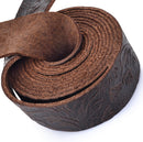 Leather Strap, 1 Inch Wide Flat Genuine Leather Strips for Crafts | Wester Cowboy_Dark Brown — 1