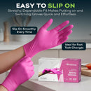 FifthPulse Fuchsia Hot Pink Nitrile Disposable Gloves -3 Mil Medical Exam Nitrile Gloves -Powder and Latex Free — 4